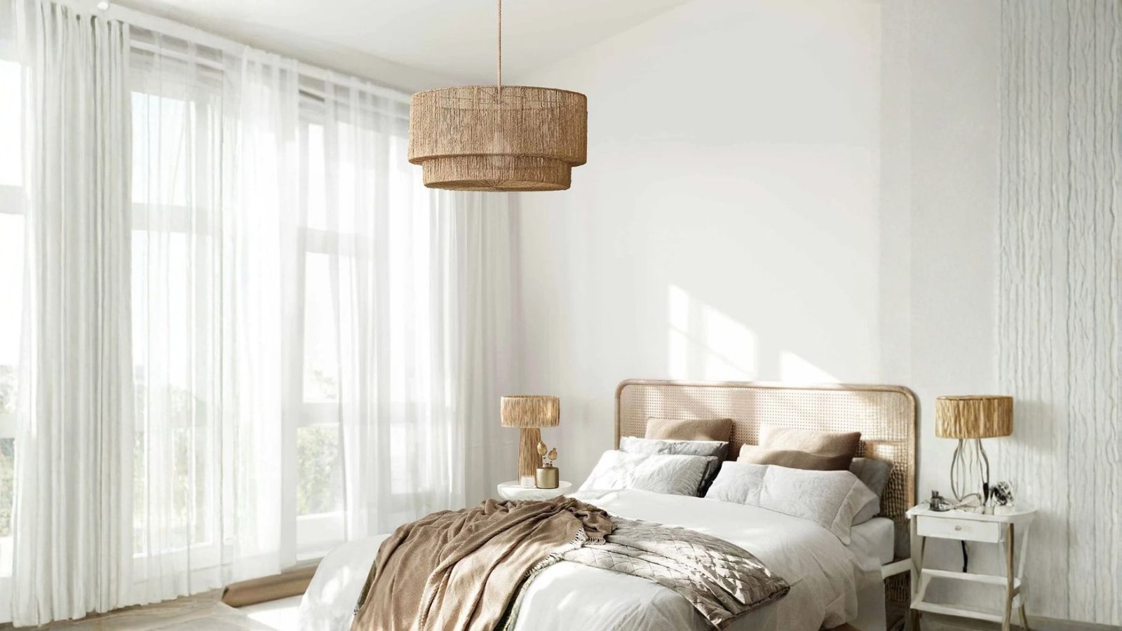 Luminous Rattan Pendant Light as bedroom statement piece