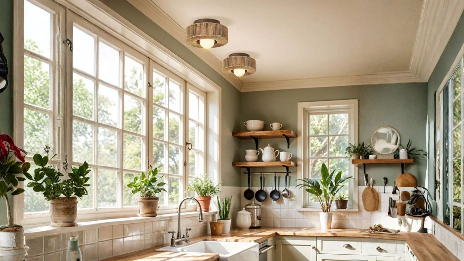 Vela Flush Mount in a kitchen