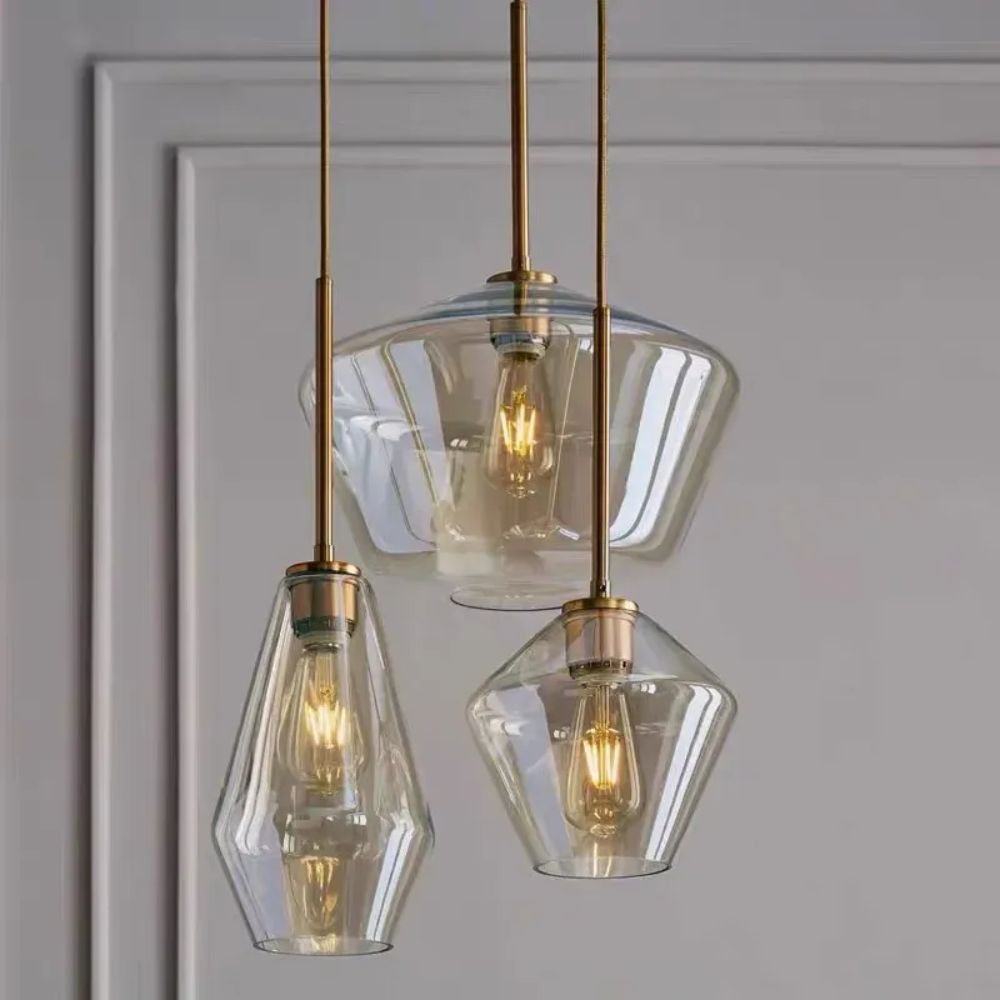 Modern Amber LED Glass Chandelier