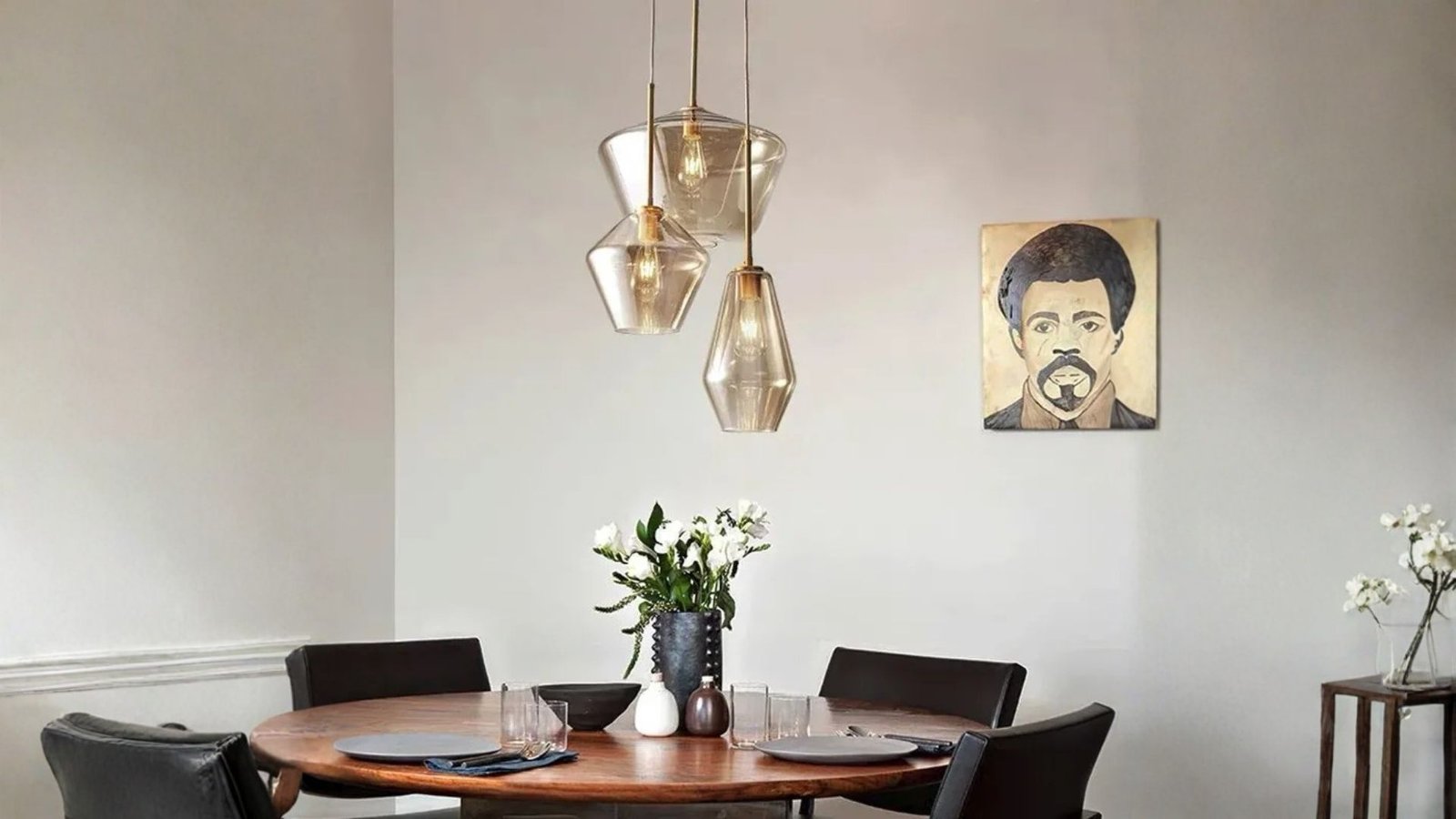 Modern Amber LED Glass Chandelier