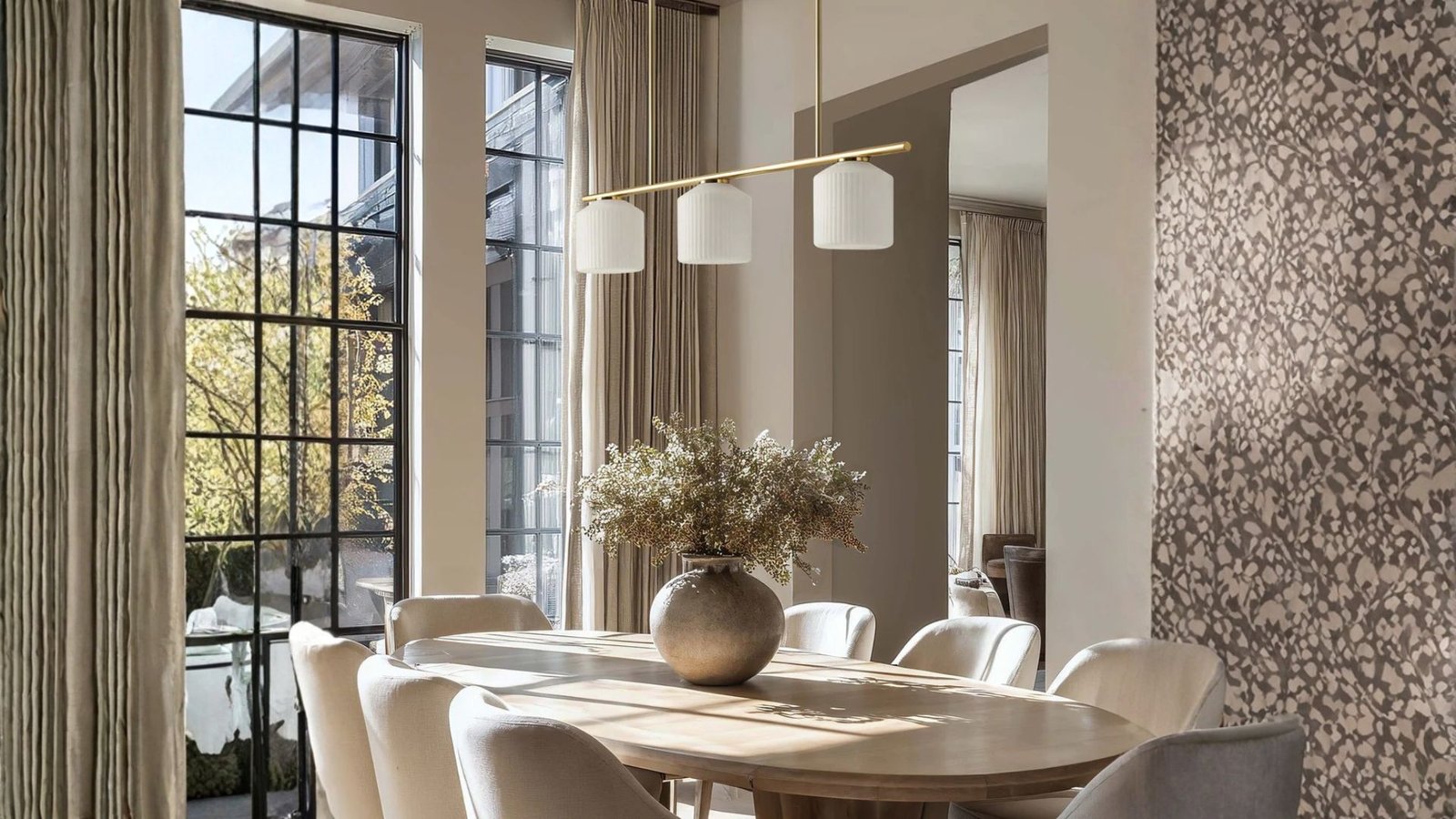 Serene Polished 3-Light Pendant Light as a room centrepiece