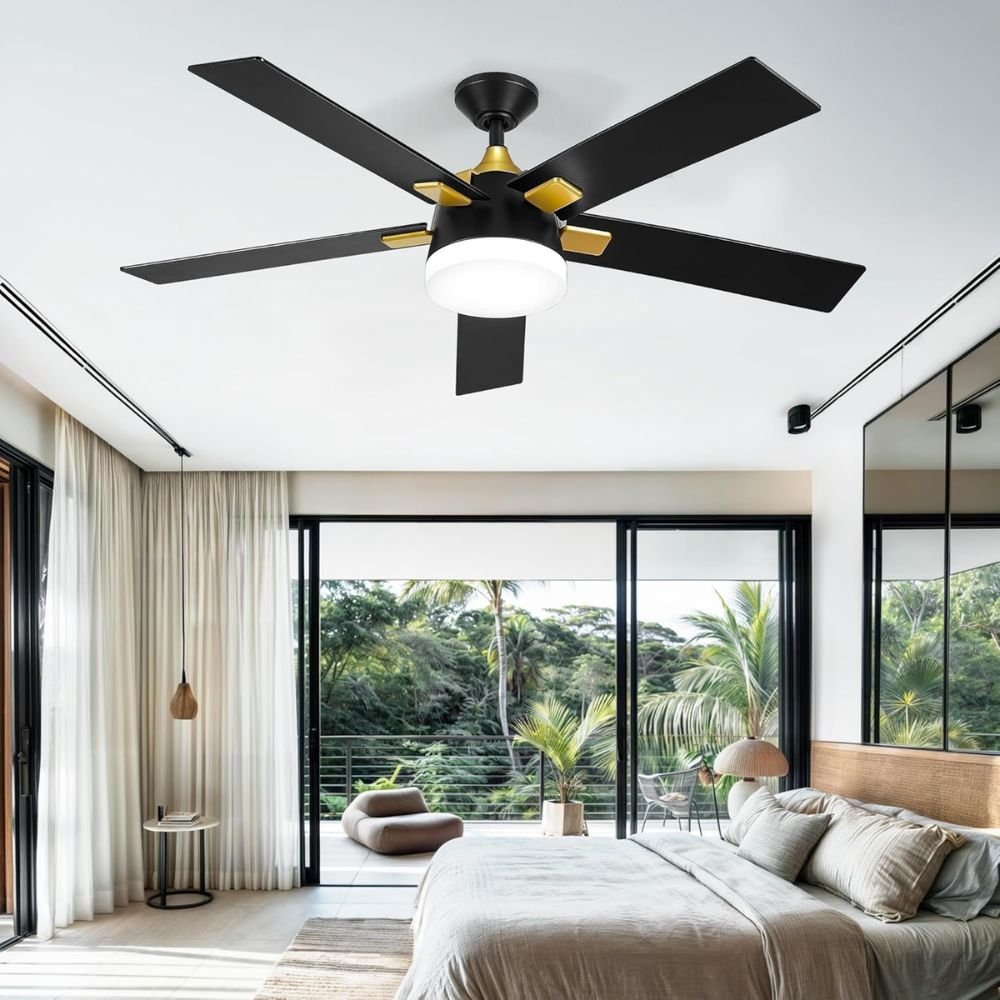 52 Inch Smart Ceiling Fan Remote App Control 6-Speed DC Motor 3CCT Dimmable LED Living Room Bedroom