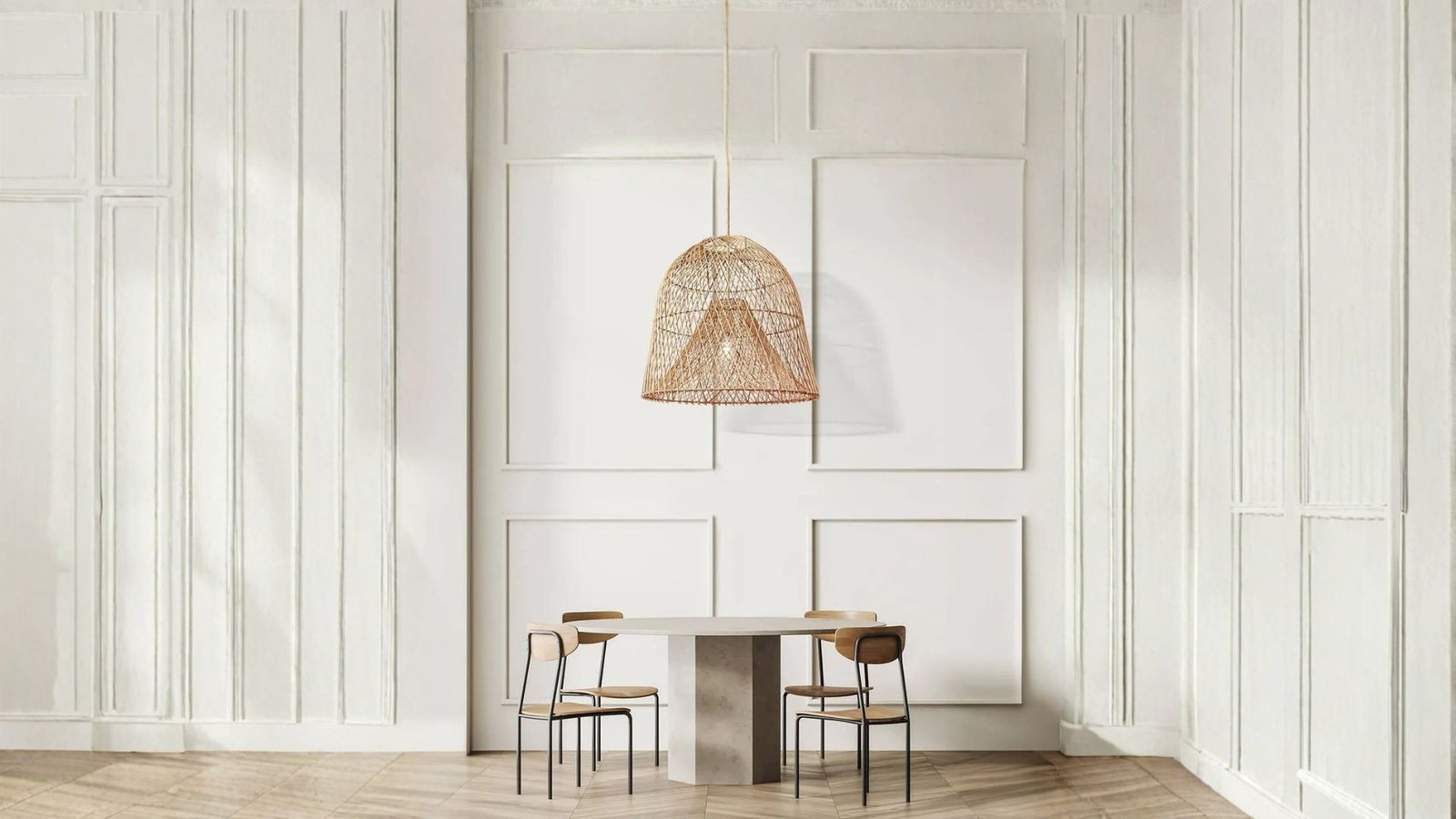 Santa Barbara Rattan Pendant Light by Rowabi styled in a warm coastal interior