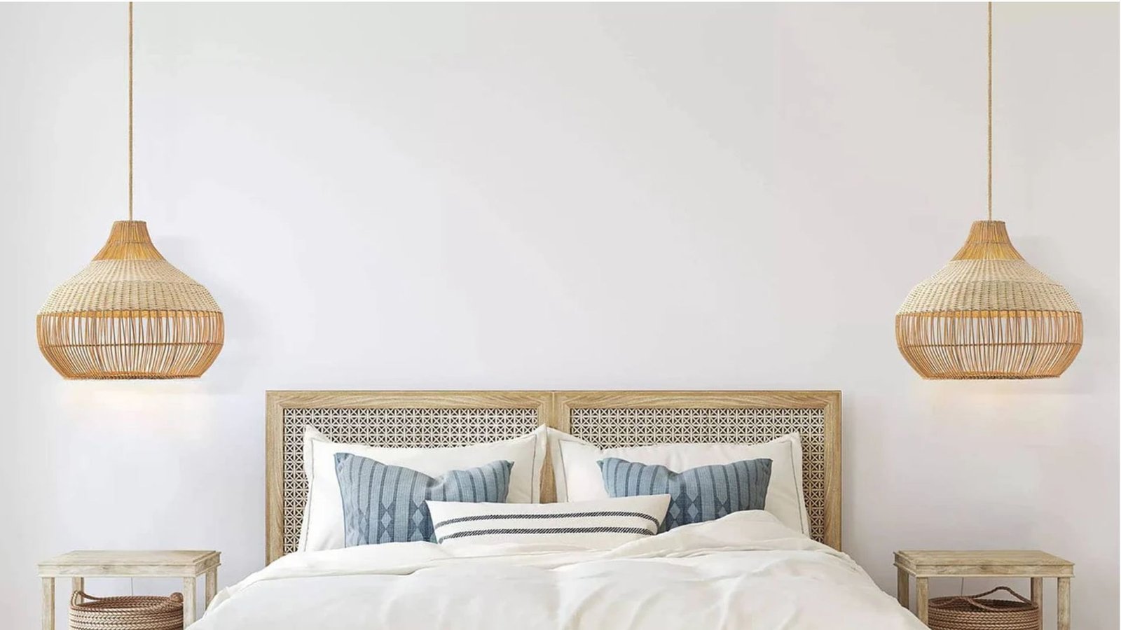 Beatrice Rattan Pendant Light by Rowabi styled in a warm boho interior
