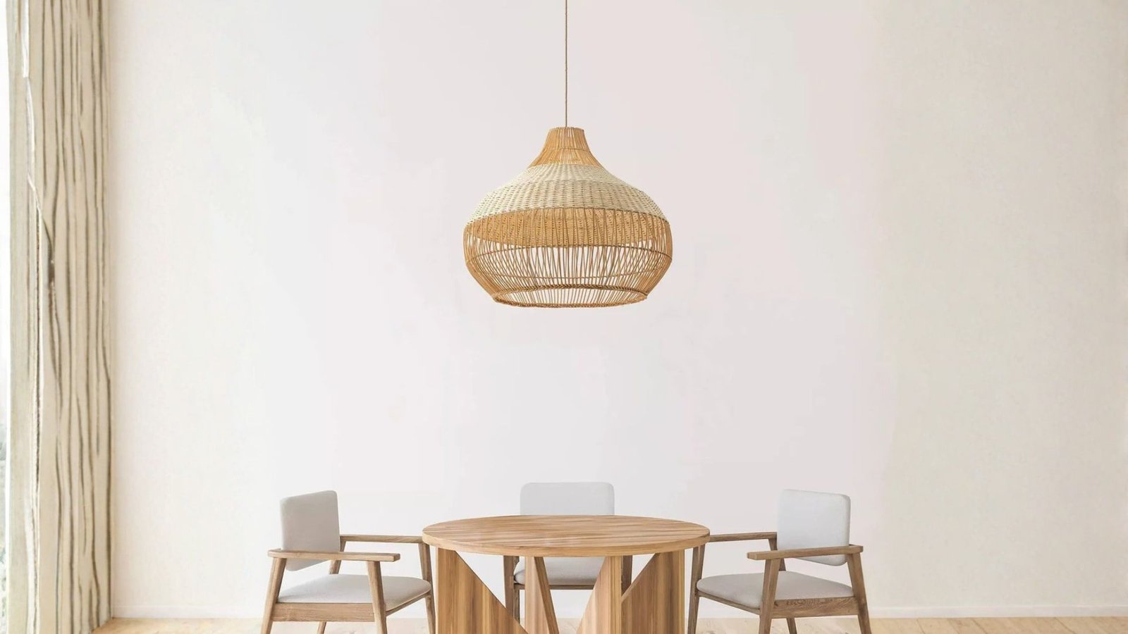 Beatrice Rattan Pendant Light hand-woven detail close-up