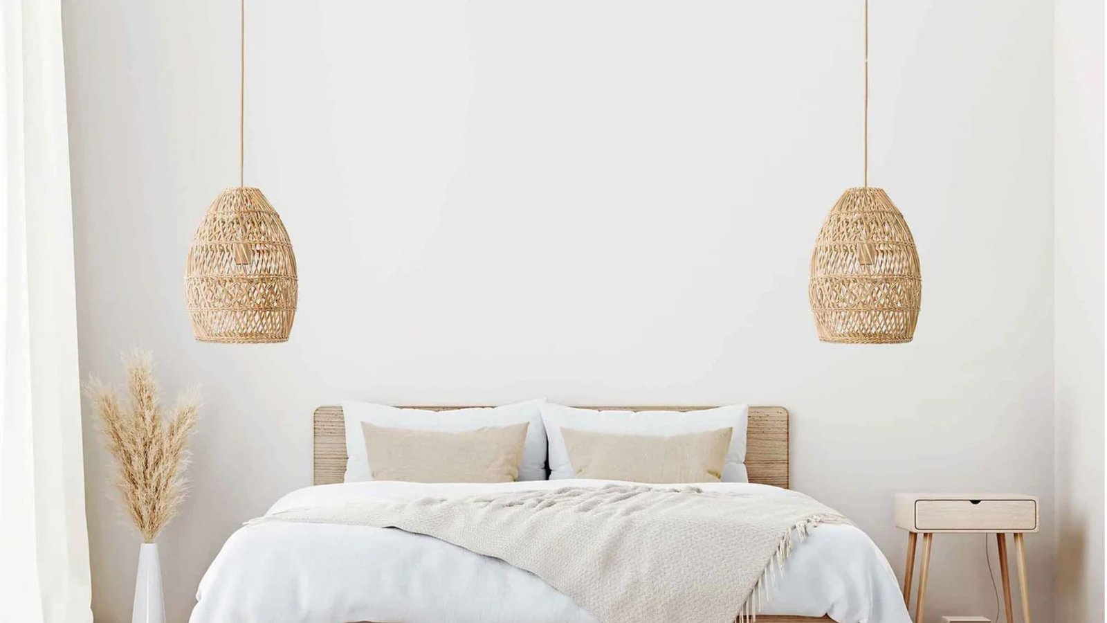 Callie Rattan Pendant Light rippled wicker texture close-up