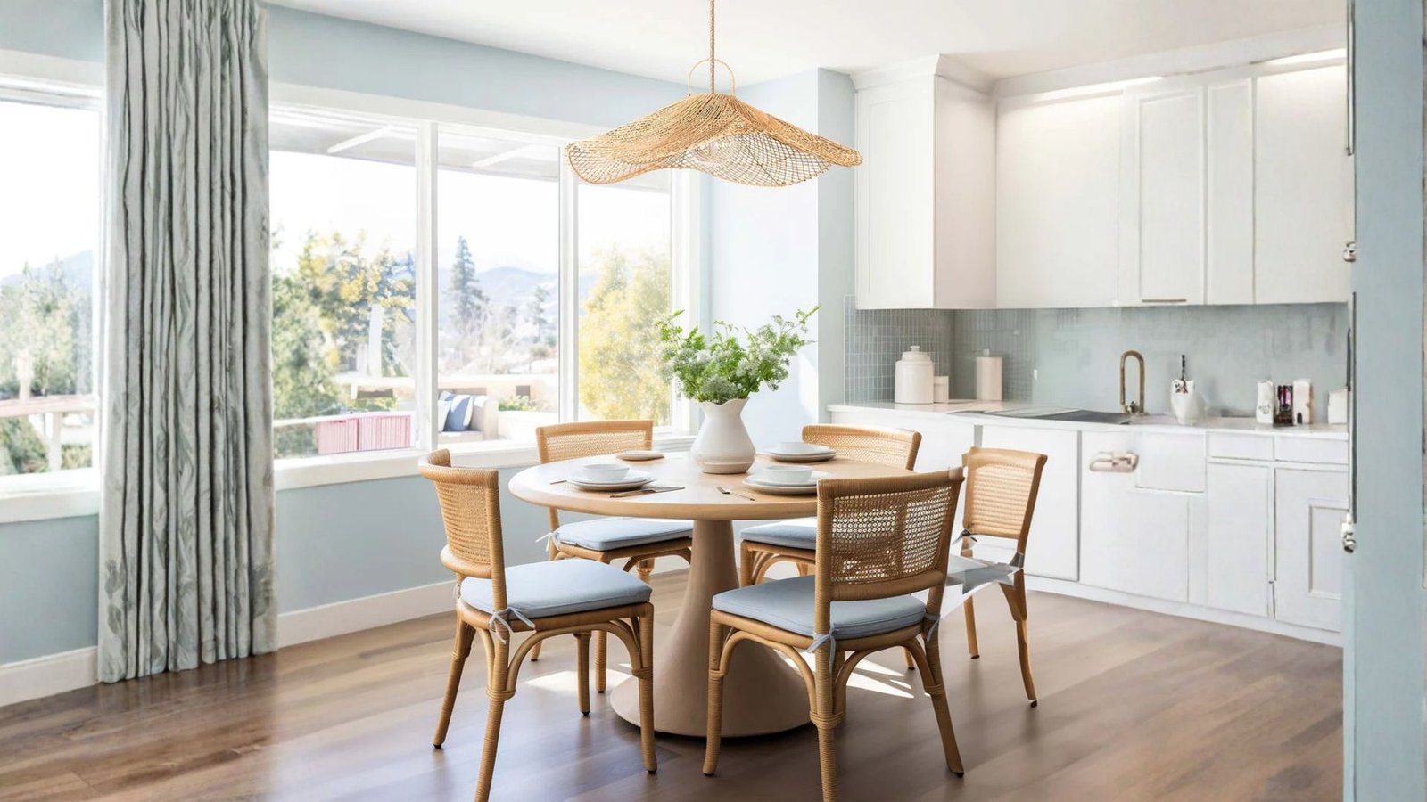Lotus Rattan Pendant Light by Rowabi styled in a warm luxurious interior